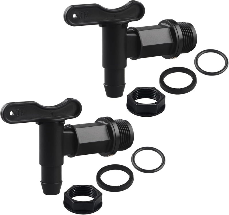 MUGLIO 3/4" Drum Spigot Faucet Pail Taps with EPDM Gasket Polypropylene Construction FDA Compliant Materials NPT Connection for Plastic Gallon Drums by （Black） - Image 1